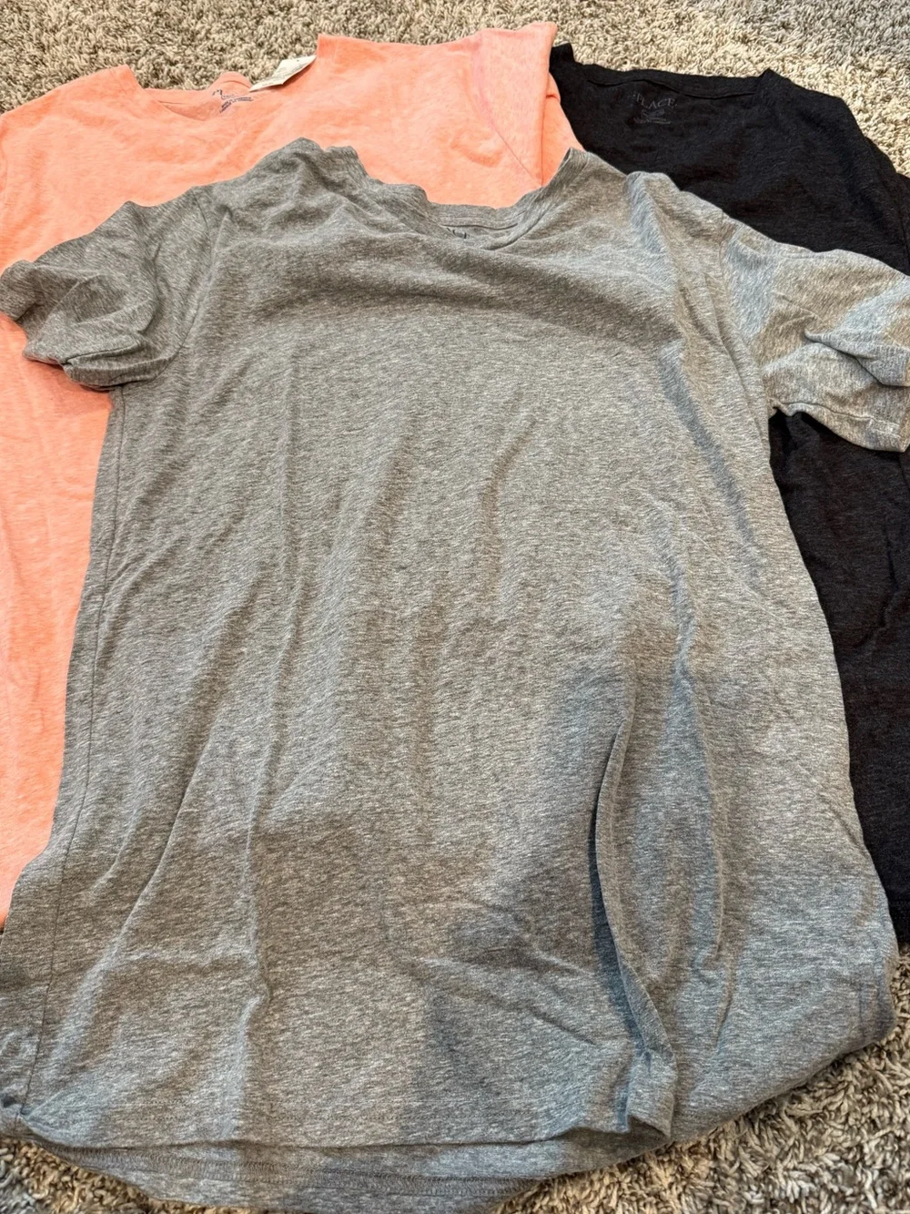 The Children's Place Tee Trio in Coral, Gray & Black